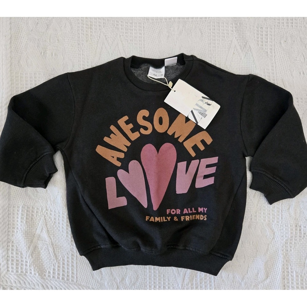 ZARA‎ Awesome Love Kids Sweat Shirt, Size: 2-3 Years NWT